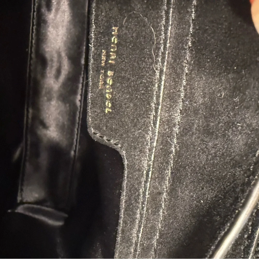 Henri Bendel Tilda Crossbody / Clutch Bag Black Pebble Leather Gold Chain Strap